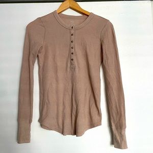 Aerie waffle knit top, tan, size extra small
